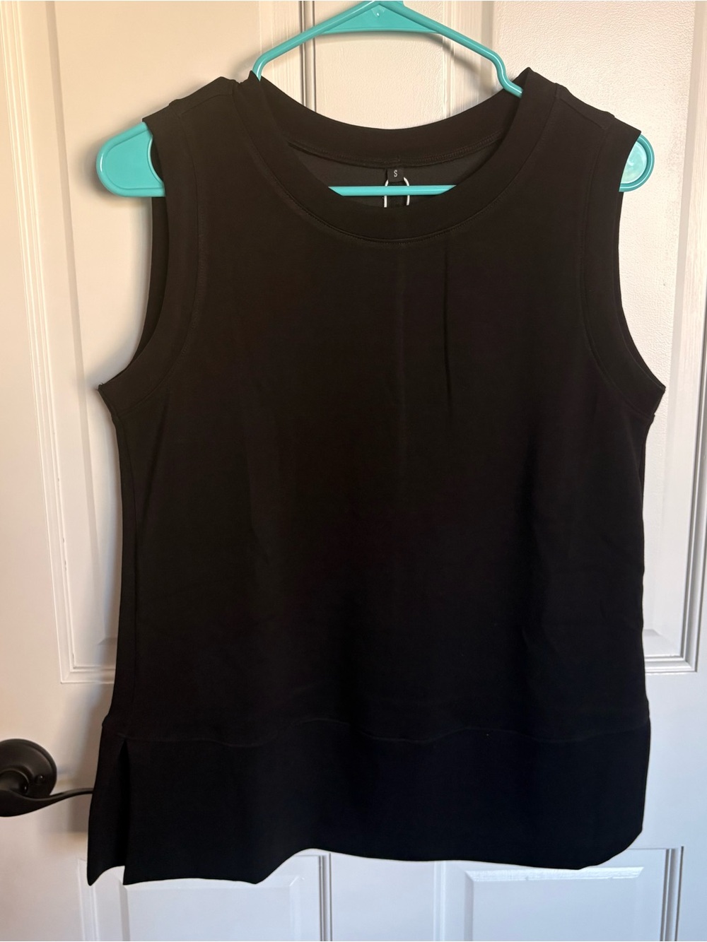 Anrabess Small Black Tank To Split Hem Casual Sleeveless Shirt Tee Warm Weather